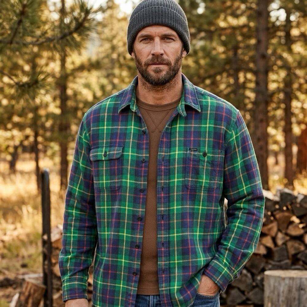 Polo Country Ralph Lauren Plaid Flannel Shirt XXL Green Blue Cotton Lumberjack